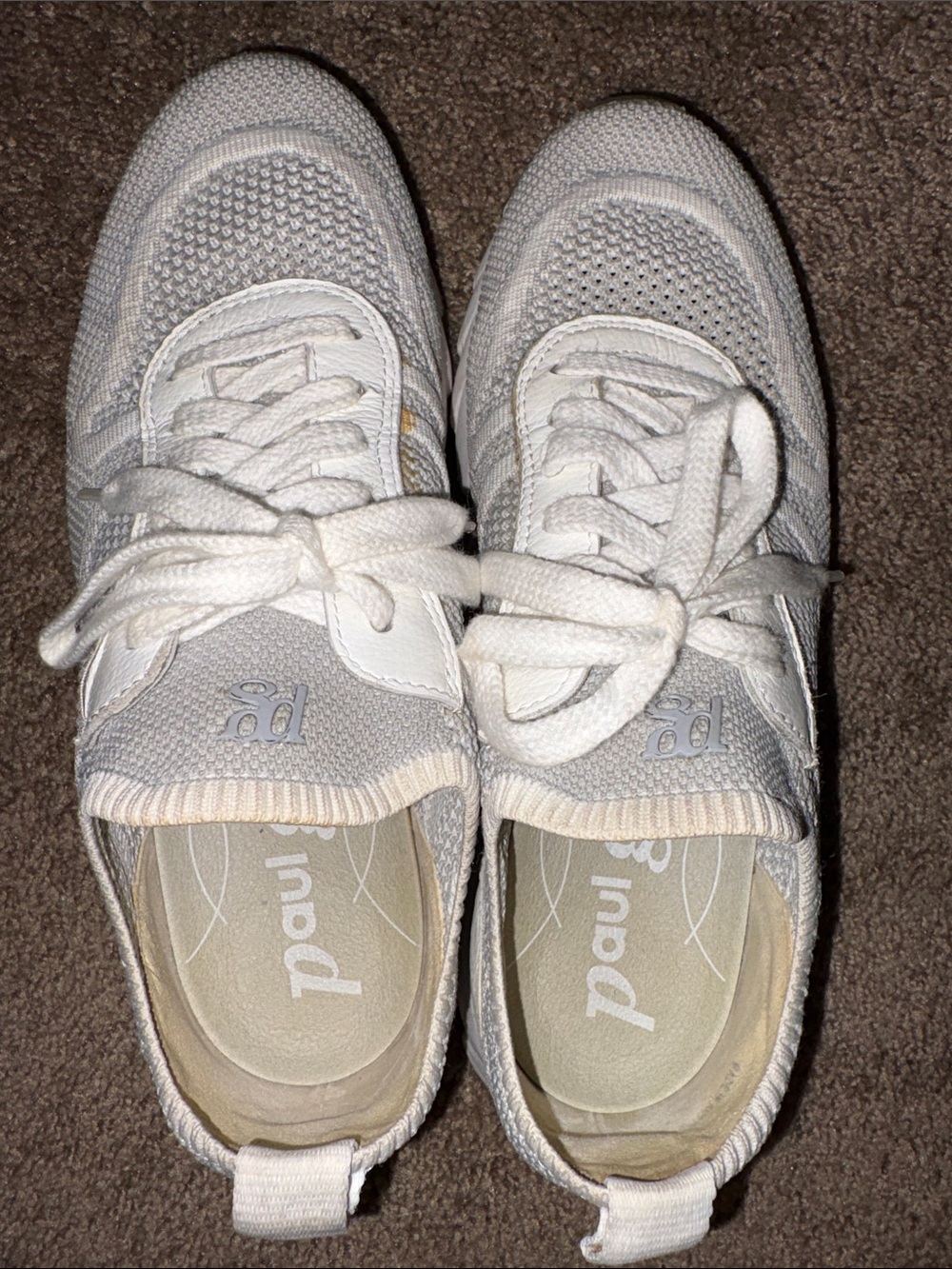 Paul Green White Knit Lace-Up Sneakers for Women